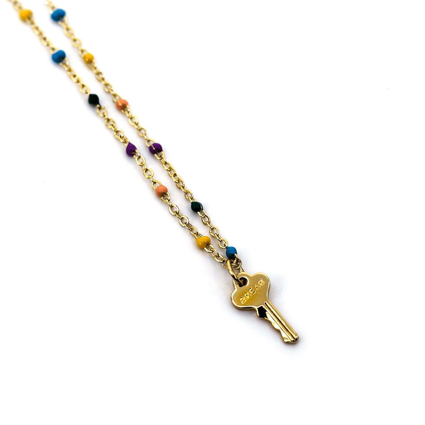 Rainbow Beaded Petite Key Necklace Necklaces The Giving Keys