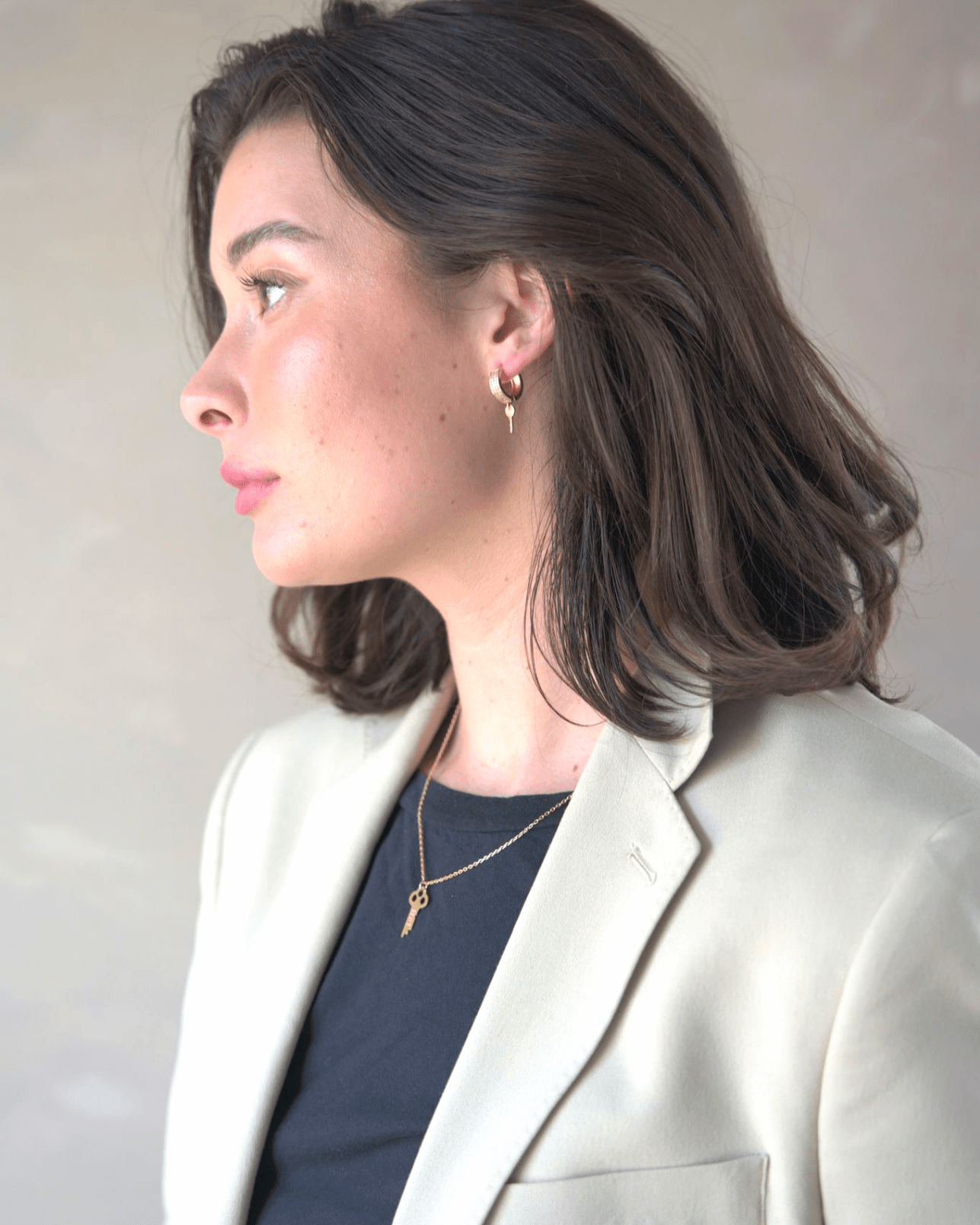 Pavé Huggies with LOVE Earrings Earrings The Giving Keys