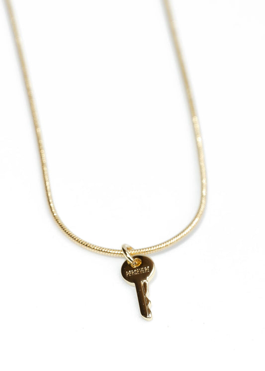 Snake Chain PERSEVERE Mini Key Necklace Bracelets The Giving Keys Gold 