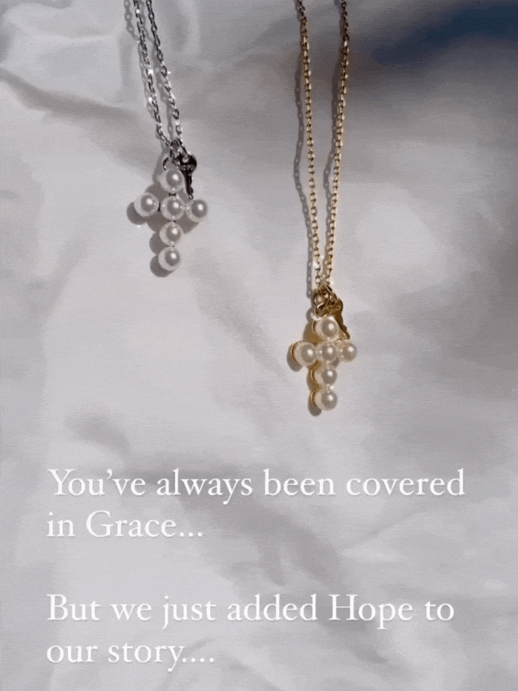 Pearl Cross and Mini Key Necklace Necklaces Borun