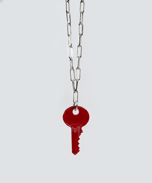 Color Dainty Emily Key Silver Brooklyn Chain Necklace Necklaces The Giving Keys True Red