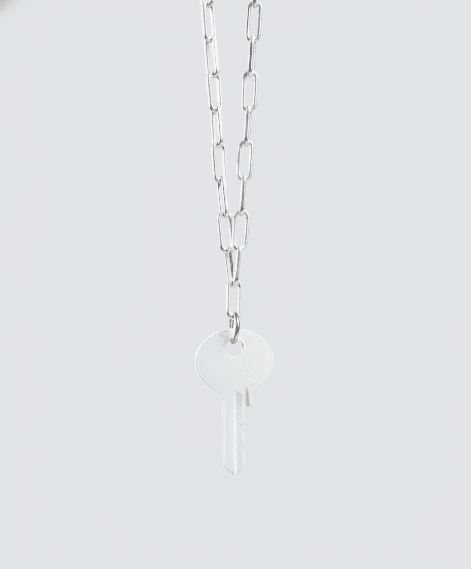 Color Dainty Emily Key Silver Brooklyn Chain Necklace Necklaces The Giving Keys Ultra White