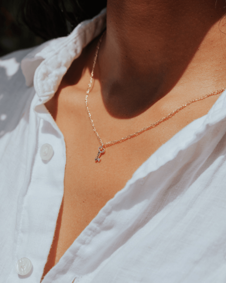 Florence Mini Skeleton Key Necklace Necklaces The Giving Keys 