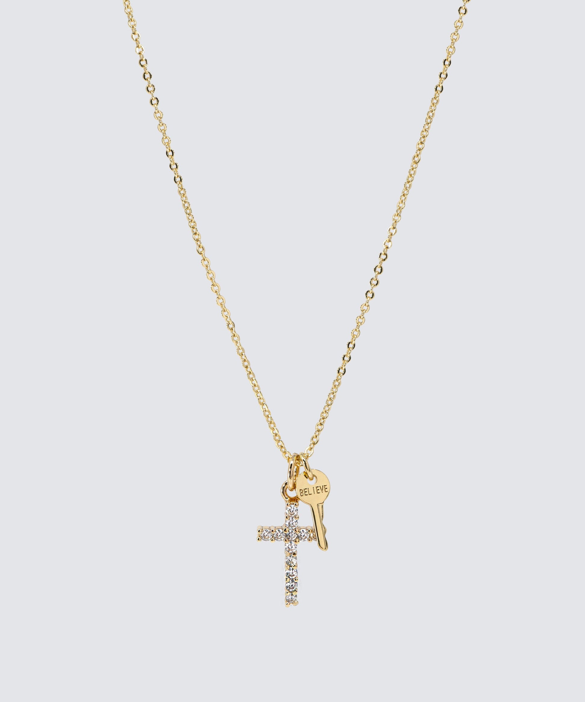 Pavé Mini Cross Necklace Necklaces The Giving Keys GOLD BELIEVE 