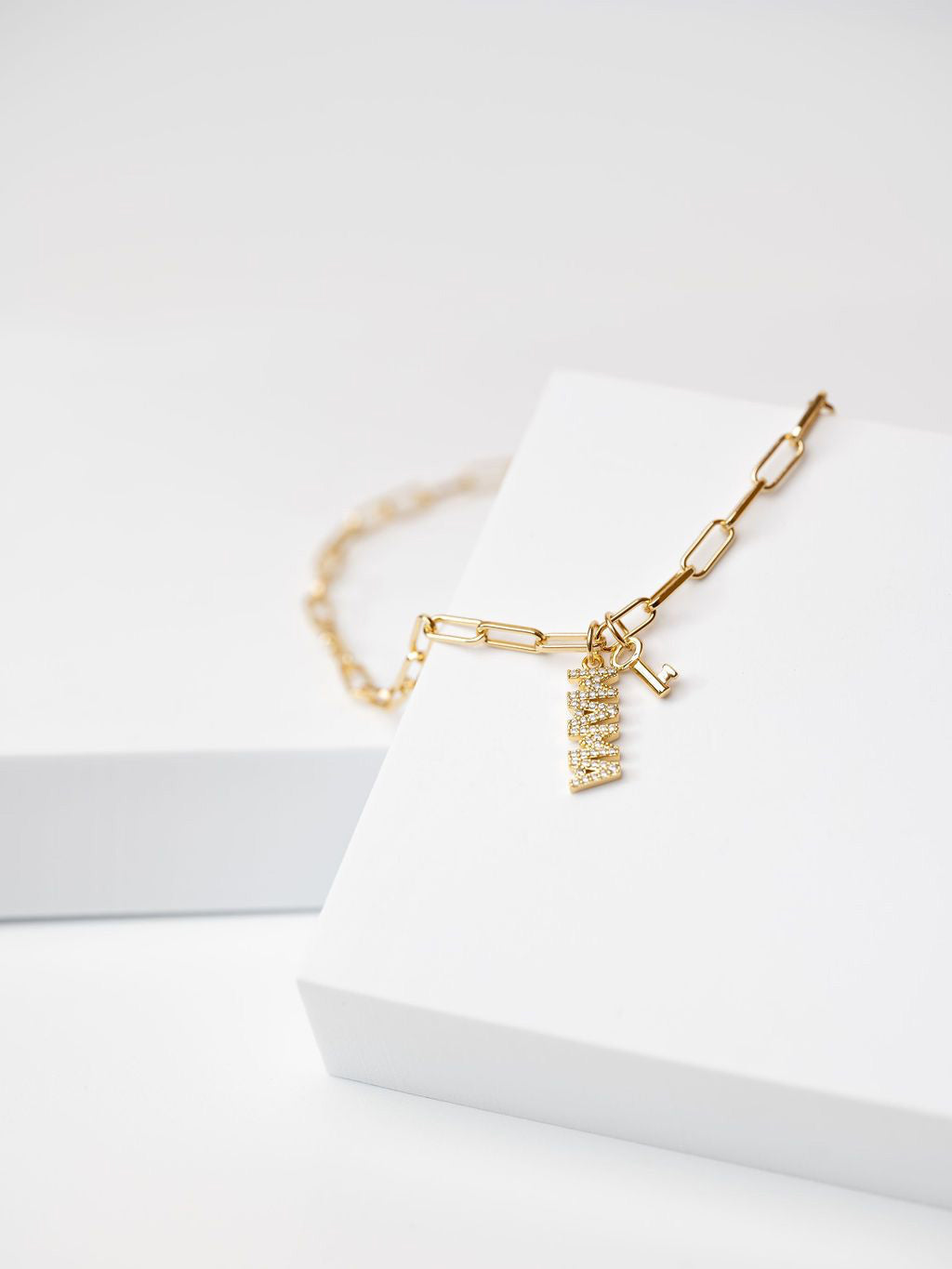 Pavé Mama Charm and Mini Skeleton Brooklyn Necklace