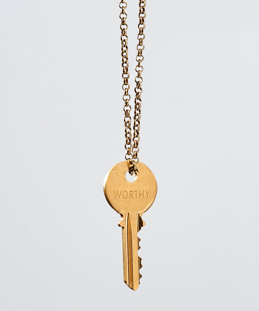 Pride Key Necklace with Custom Hand Engraved Word The Giving Keys
