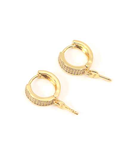 Pave Hoop Earrings with Mini Keys Earrings The Giving Keys 