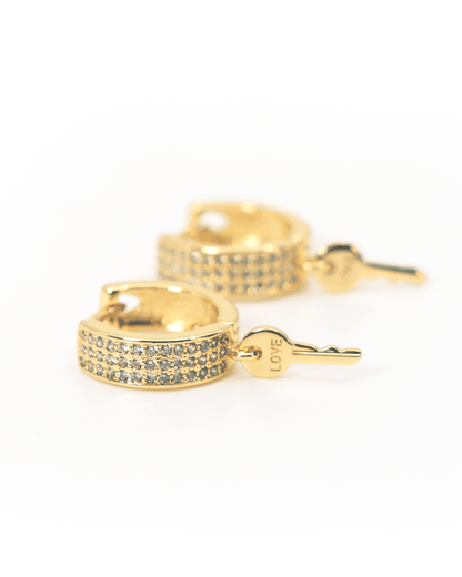 Pave Hoop Earrings with Mini Keys Earrings The Giving Keys 