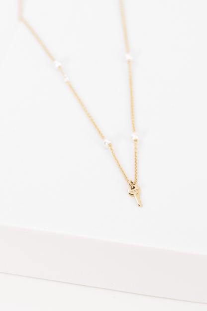 Peaceful Pearl Mini Key Necklace Necklaces The Giving Keys PEACE 
