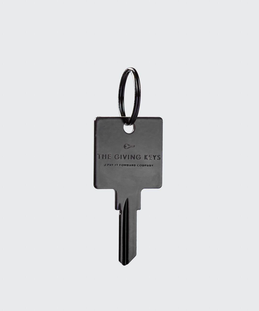 Matte Black Keychain with Custom Engraved Word | The Giving Keys