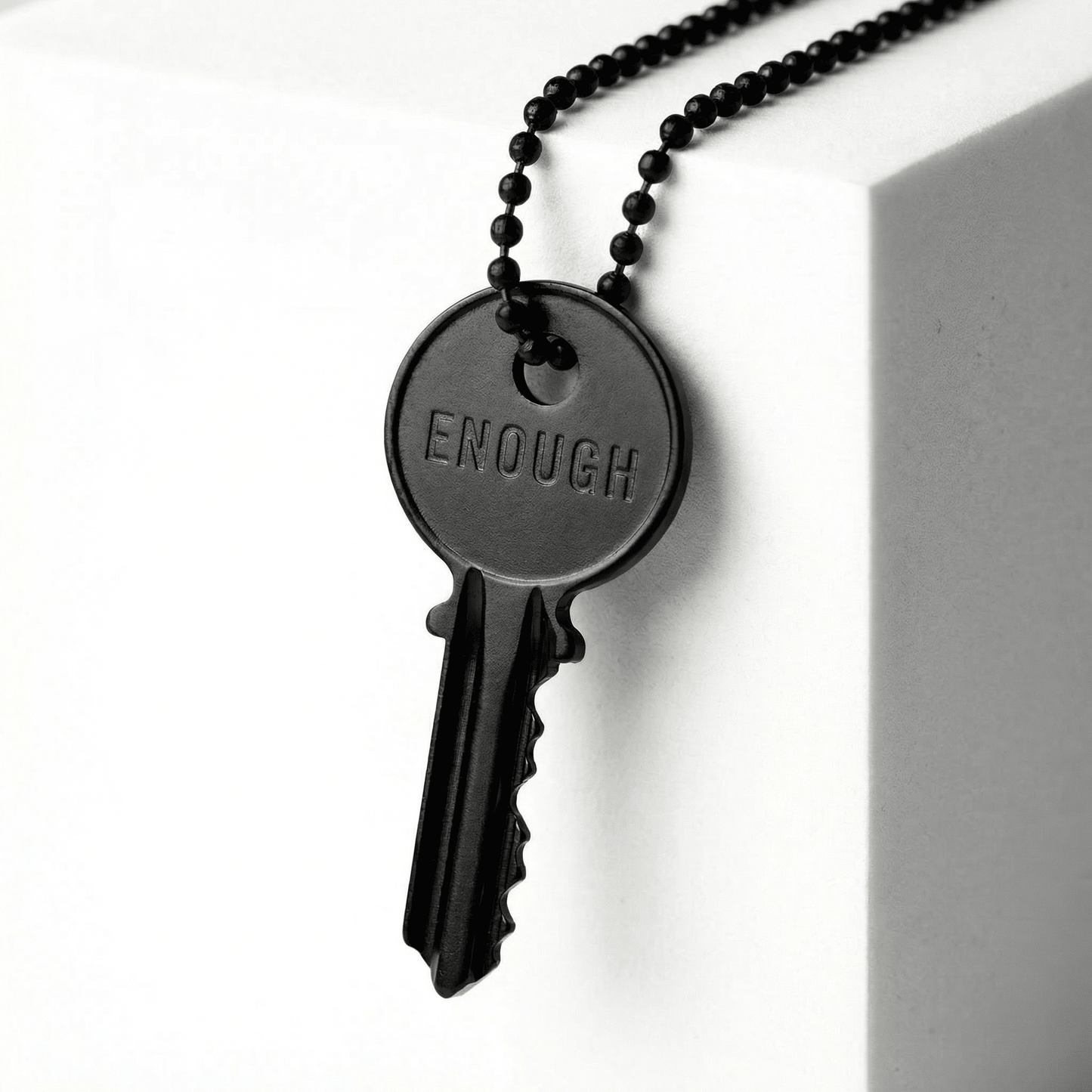 Atticus Matte Black Classic Key Ball Chain Necklace The Giving Keys ENOUGH 