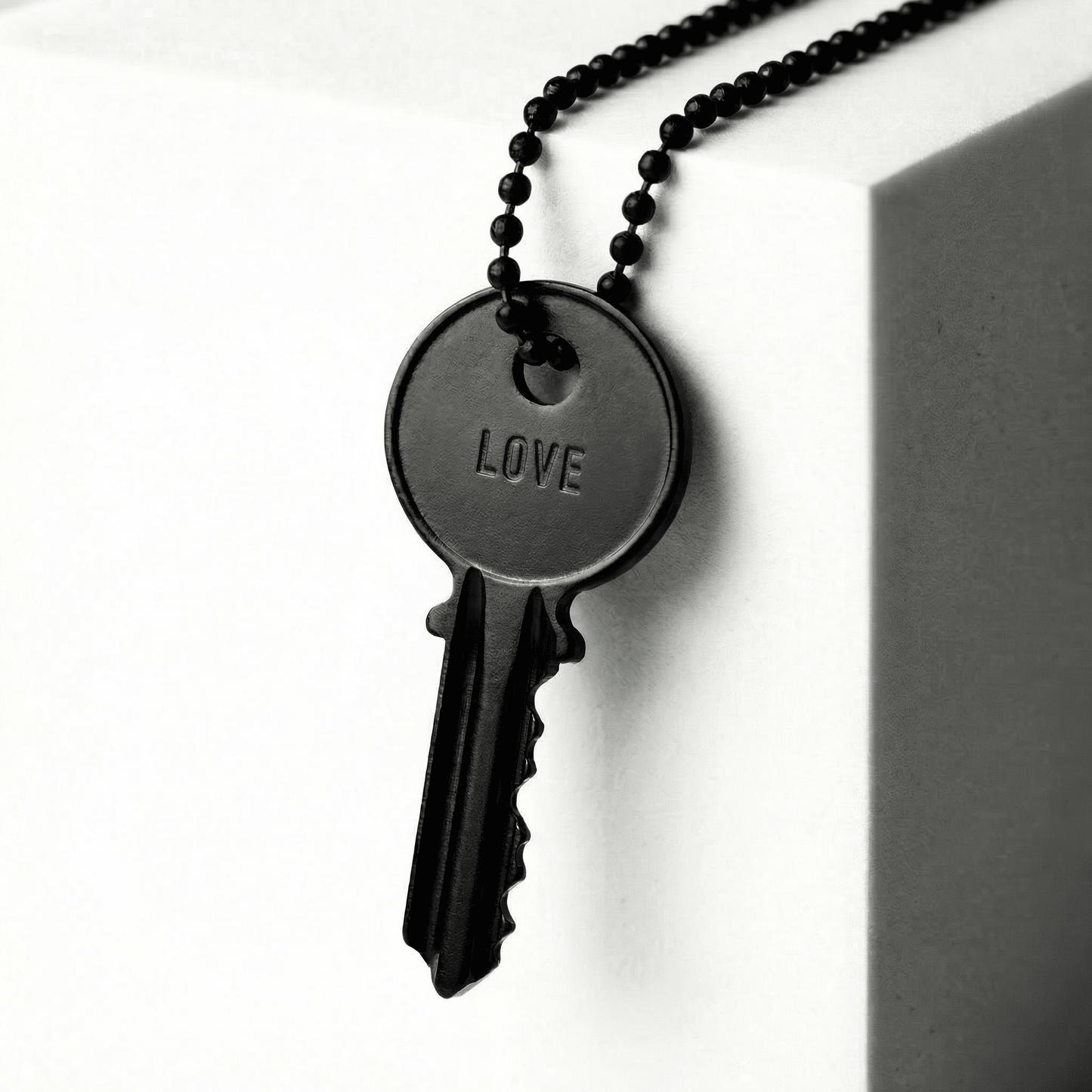 Atticus Matte Black Classic Key Ball Chain Necklace The Giving Keys LOVE 