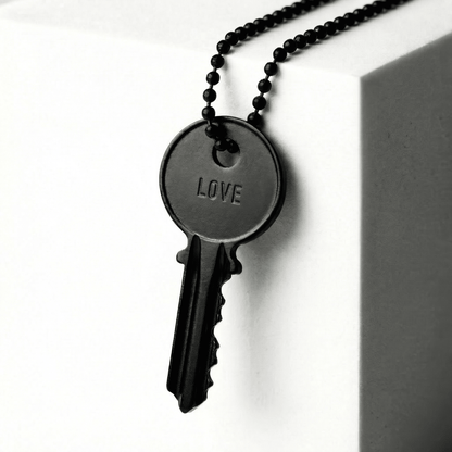 Atticus Matte Black Classic Key Ball Chain Necklace The Giving Keys LOVE 