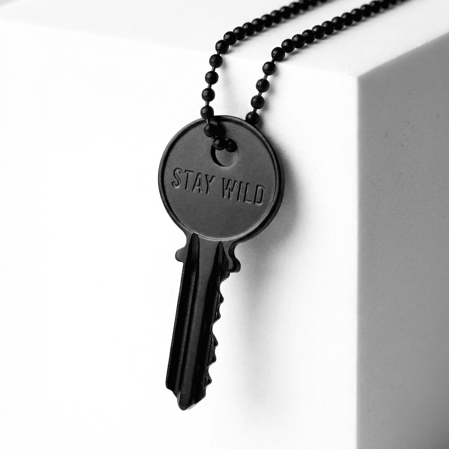 Atticus Matte Black Classic Key Ball Chain Necklace The Giving Keys STAY WILD 