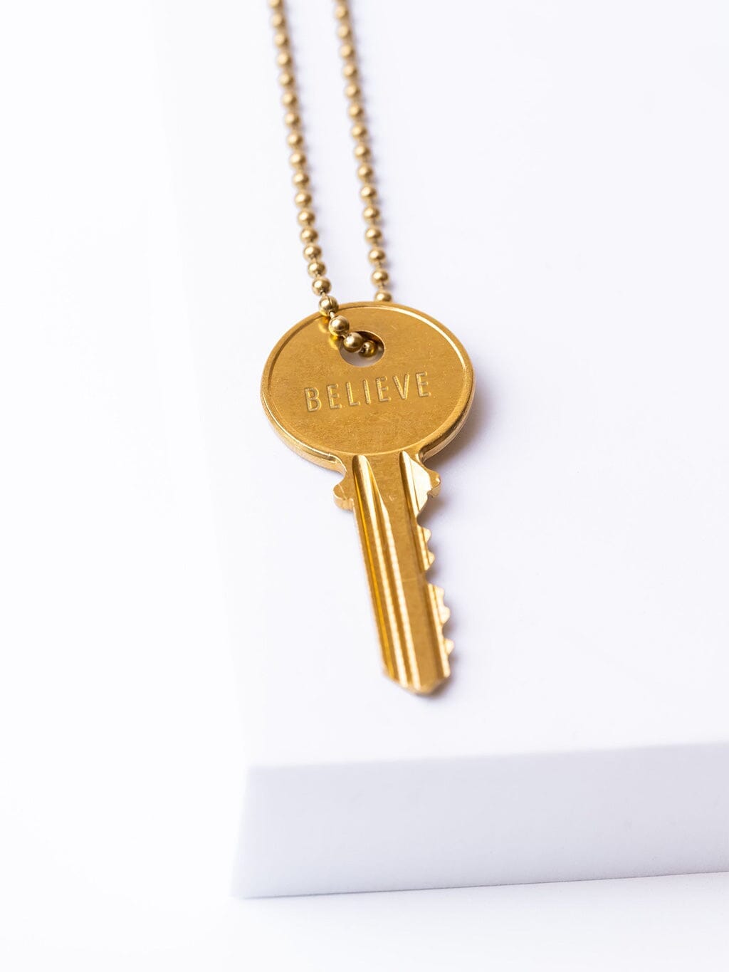 N - Classic Ball Chain Key Necklace Necklaces The Giving Keys Gold Ball 