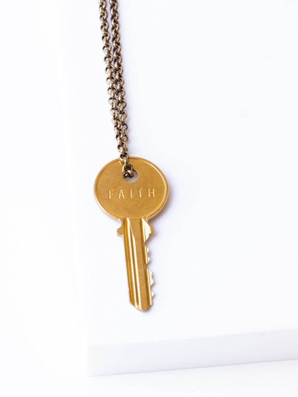 Classic Key Necklace with Custom Engraved Word | The Giving Keys