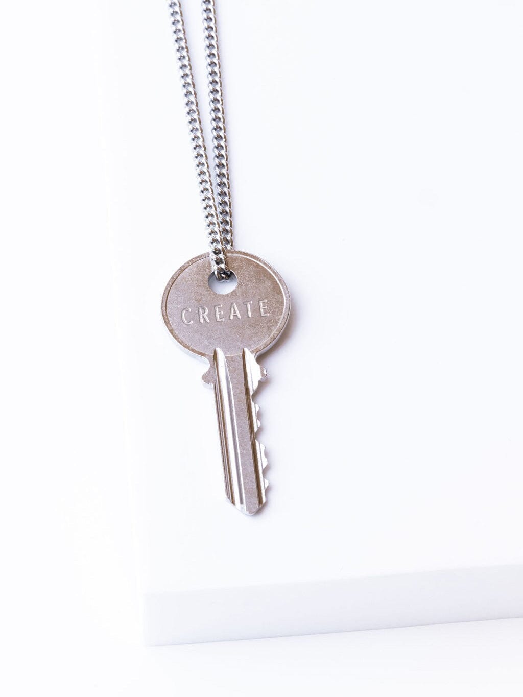 Custom Engraved Classic Key Silver Necklace | The Giving Keys
