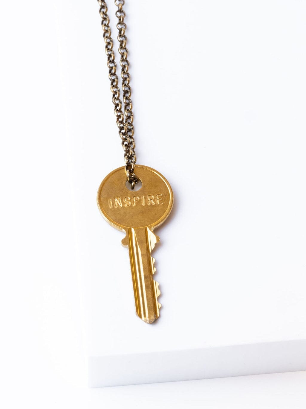 Classic Key Necklace with Custom Engraved Word | The Giving Keys