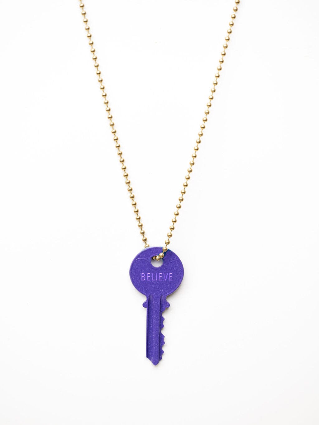 N - Dark Purple Classic Ball Chain Key Necklace Necklaces The Giving Keys Gold 
