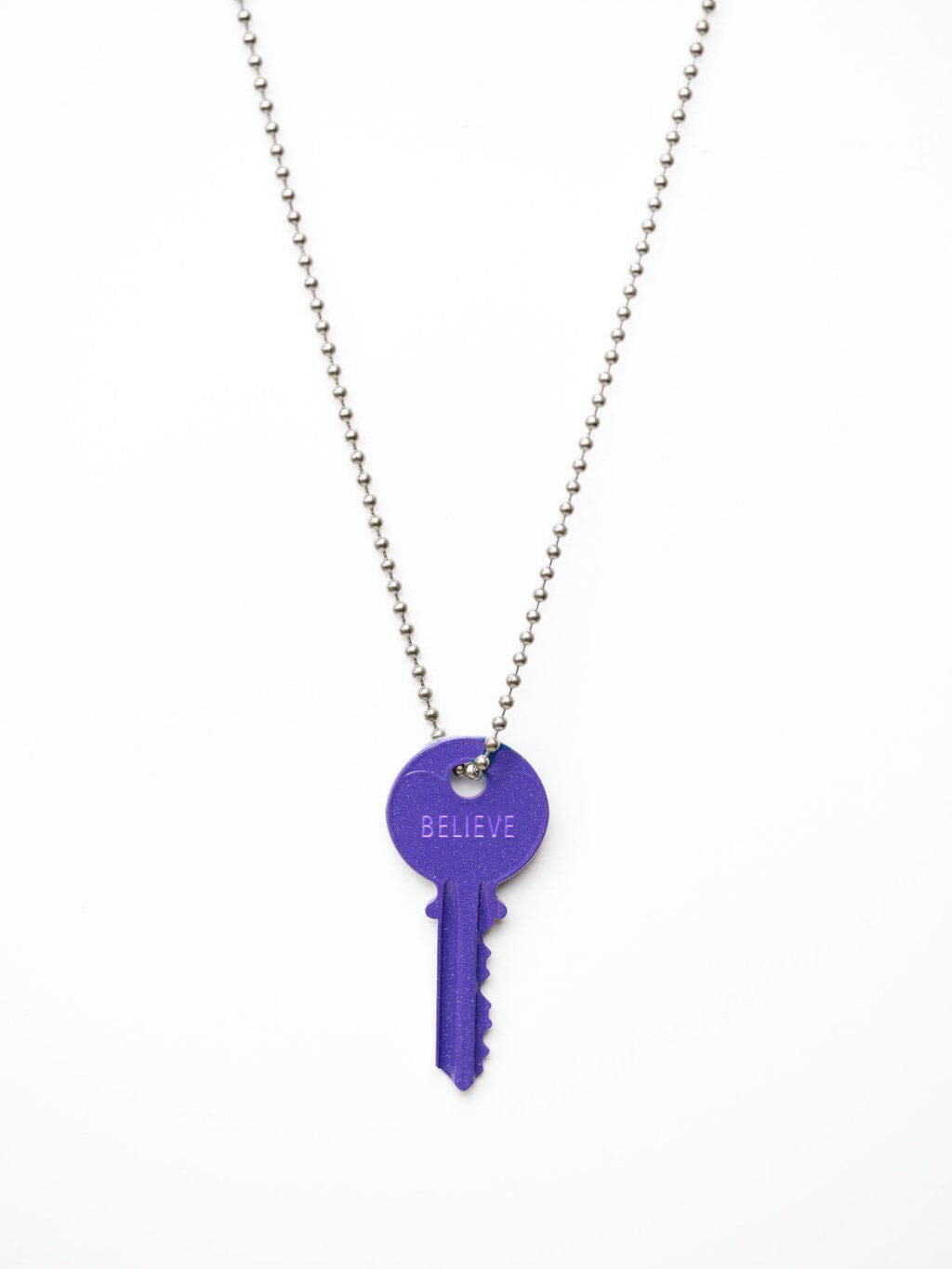 N - Dark Purple Classic Ball Chain Key Necklace Necklaces The Giving Keys Silver 