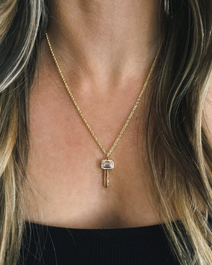14k Gold Diamond Unlocked Key Pendant The Giving Keys 