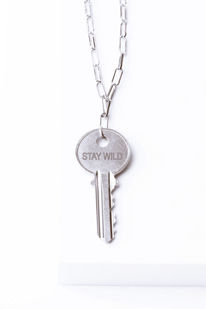 Atticus Vintage Key Brooklyn Chain Necklace The Giving Keys STAY WILD Silver 