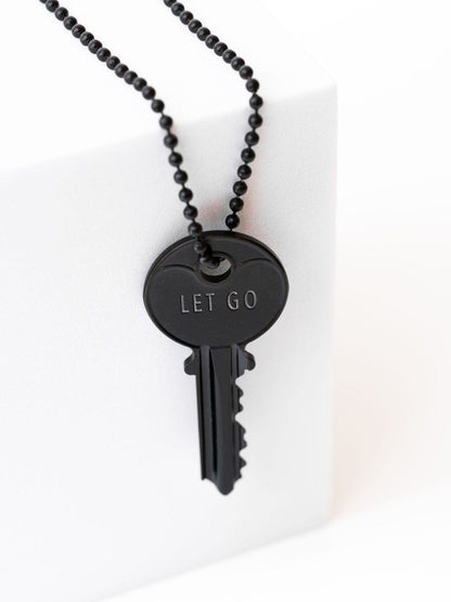 N - LET GO Matte Black Classic Key Necklace Necklaces The Giving Keys 