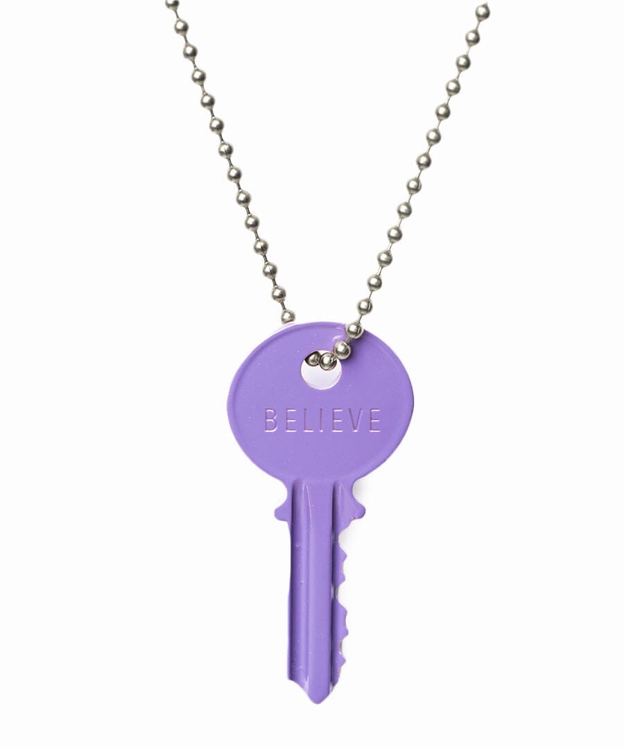 N - Lavender Classic Ball Chain Key Necklace Necklaces The Giving Keys Silver 