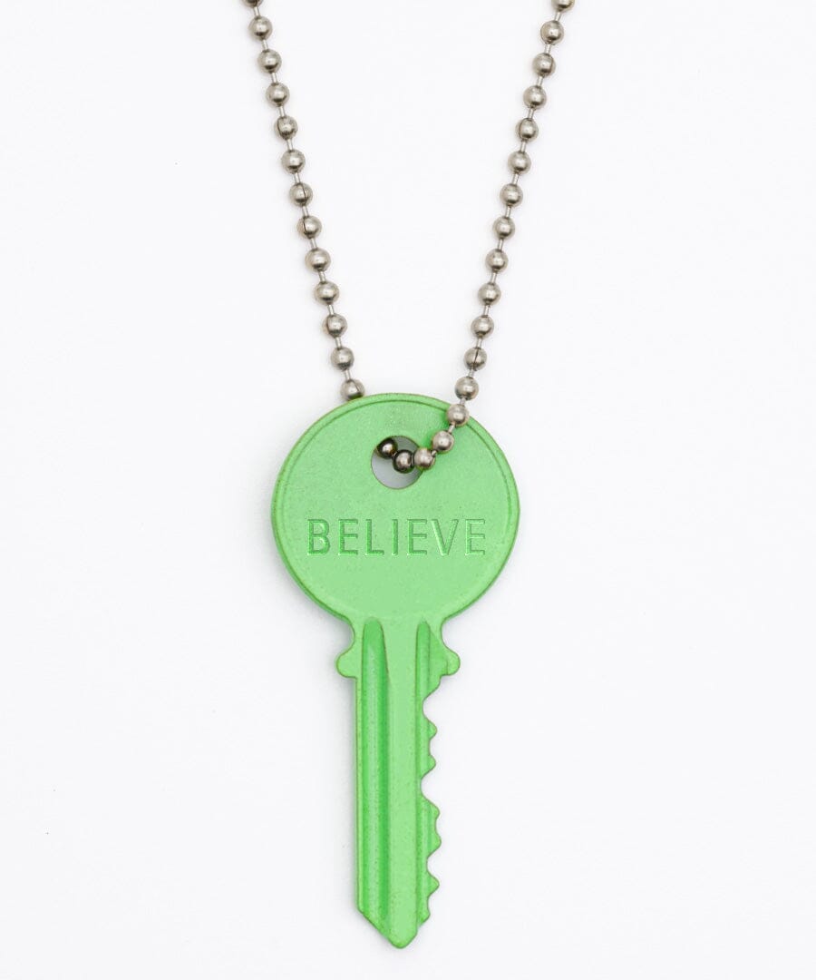 N - Neon Green Classic Ball Chain Key Necklace Necklaces The Giving Keys SILVER 