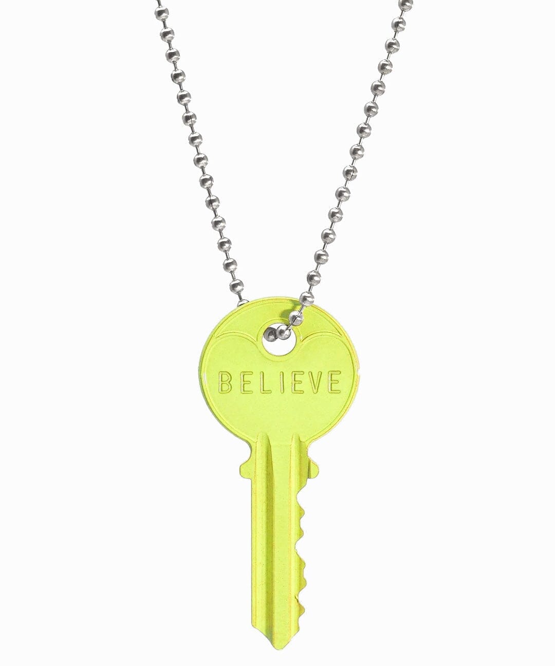 N - Neon Yellow Classic Ball Chain Key Necklace Necklaces The Giving Keys SILVER 