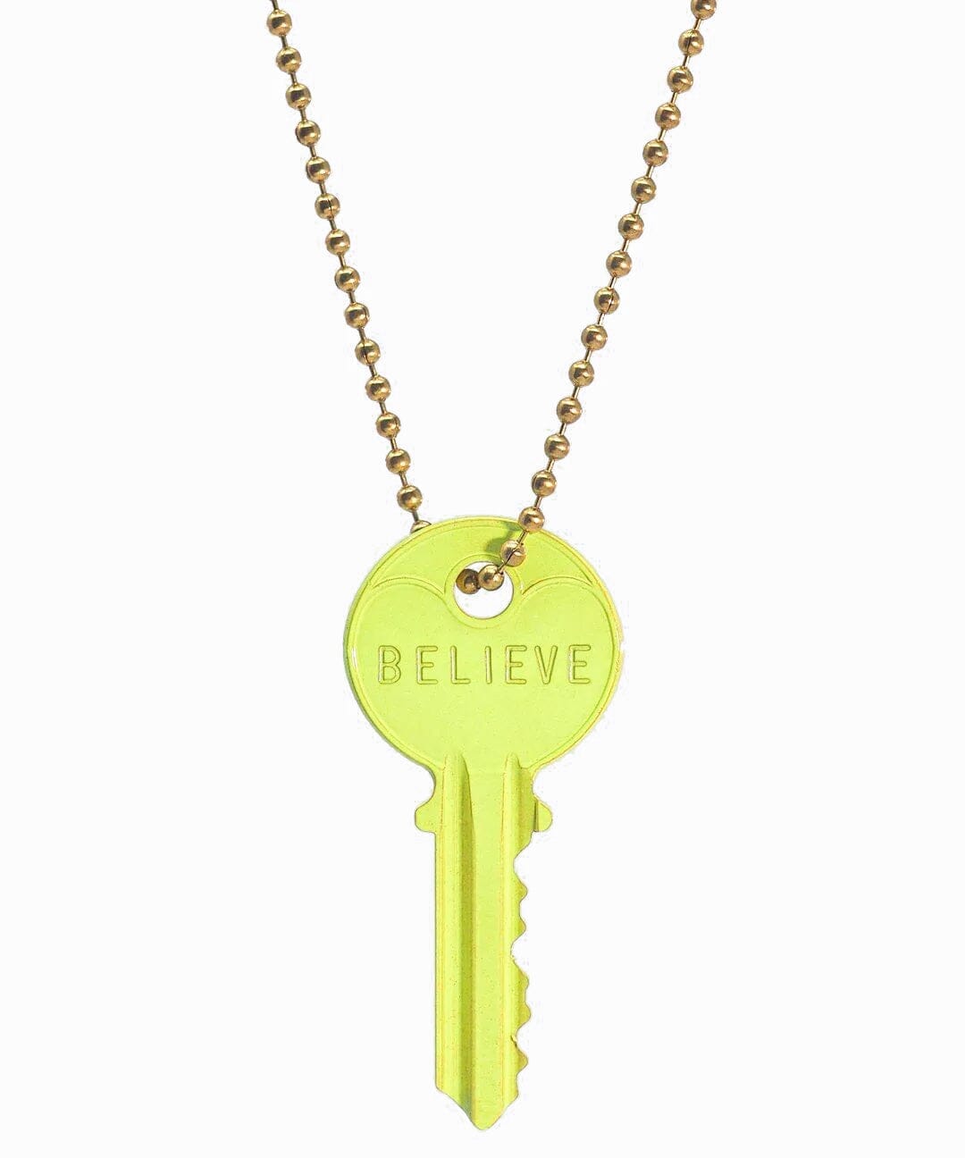 N - Neon Yellow Classic Ball Chain Key Necklace Necklaces The Giving Keys GOLD 