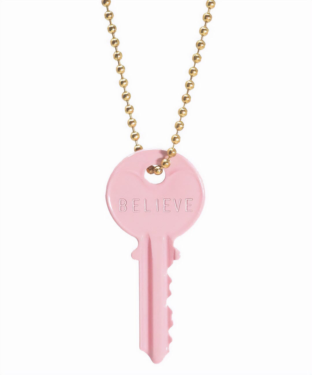 N - Pastel Pink Classic Ball Chain Key Necklace Necklaces The Giving Keys Gold 