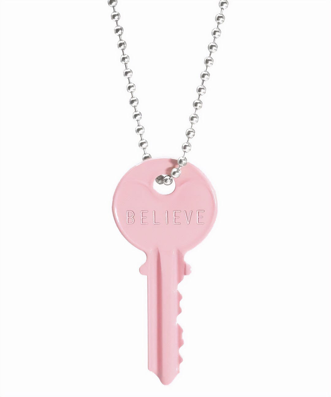N - Pastel Pink Classic Ball Chain Key Necklace Necklaces The Giving Keys Silver 