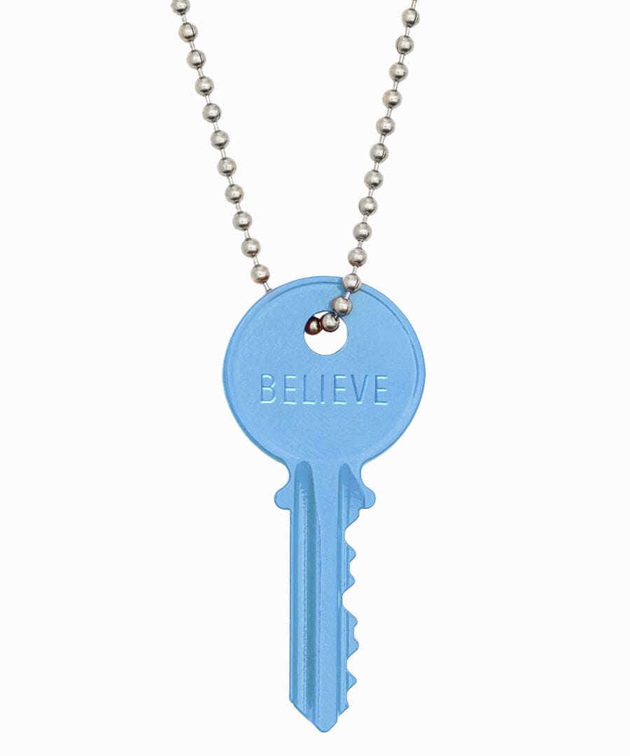 N - Pastel Blue Classic Ball Chain Key Necklace Necklaces The Giving Keys Silver 
