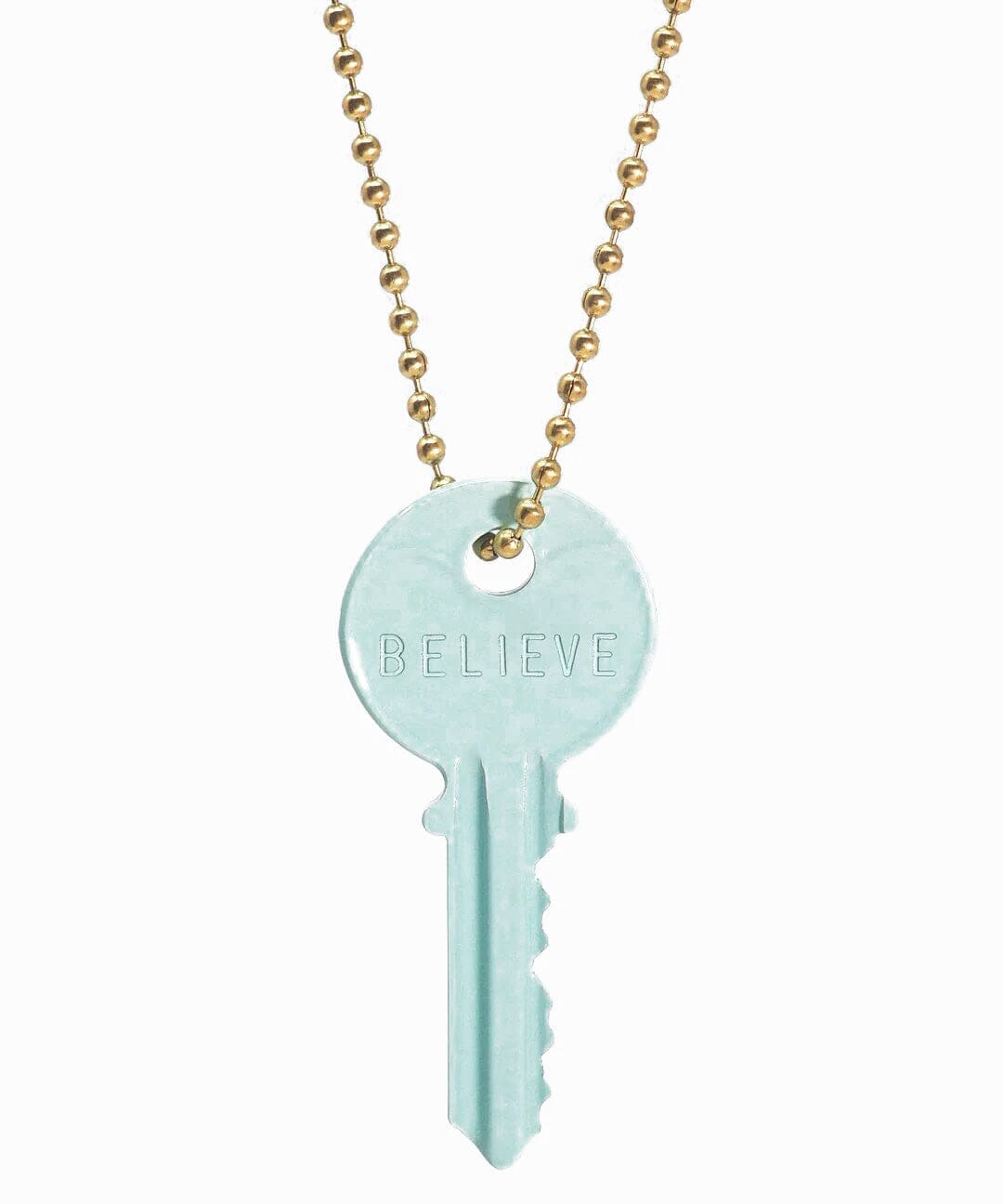 N - Pastel Green Classic Ball Chain Key Necklace Necklaces The Giving Keys Gold 