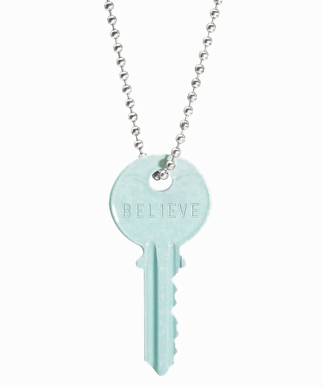 N - Pastel Green Classic Ball Chain Key Necklace Necklaces The Giving Keys Silver 