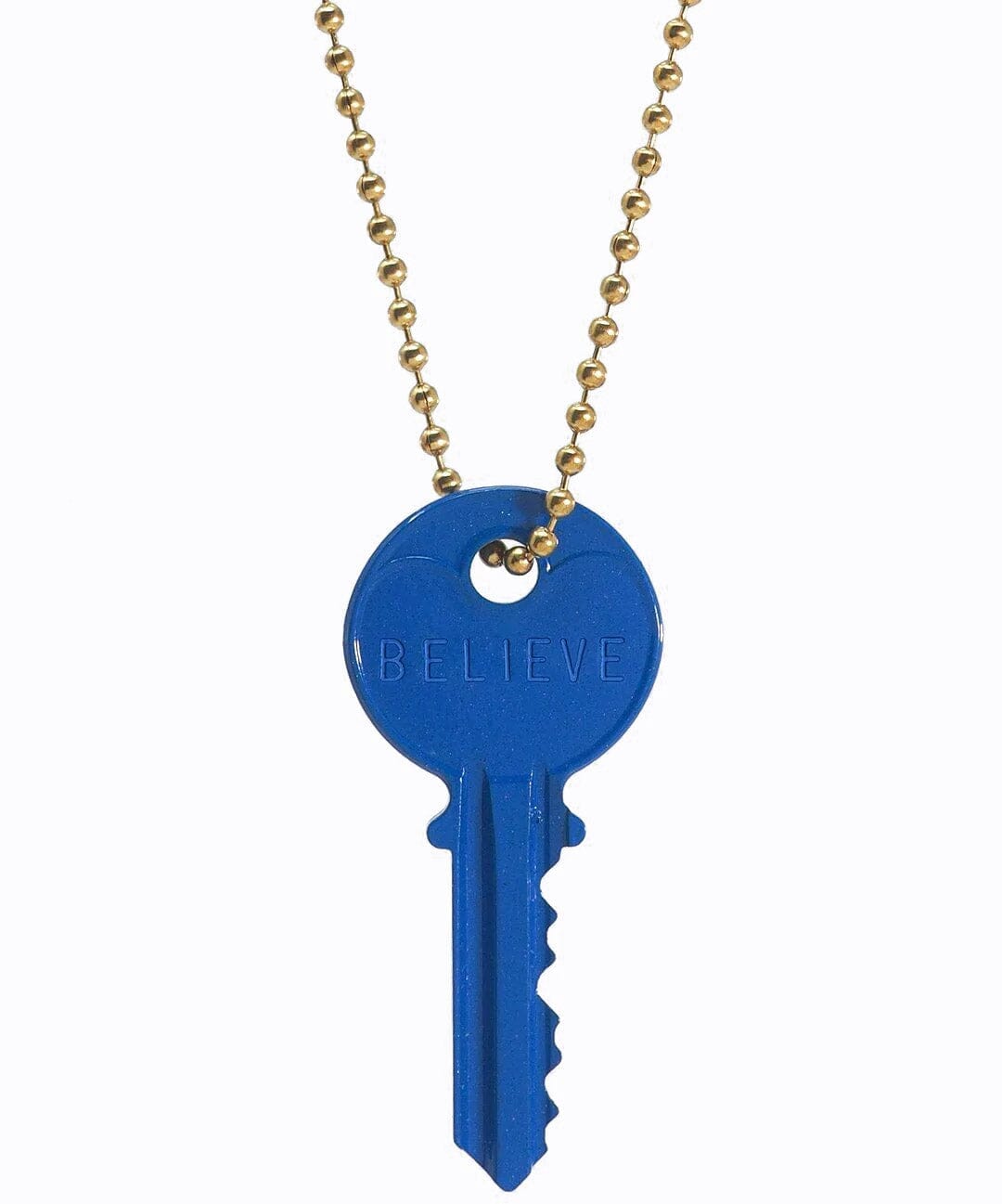 N - Royal Blue Classic Ball Chain Key Necklace Necklaces The Giving Keys GOLD 