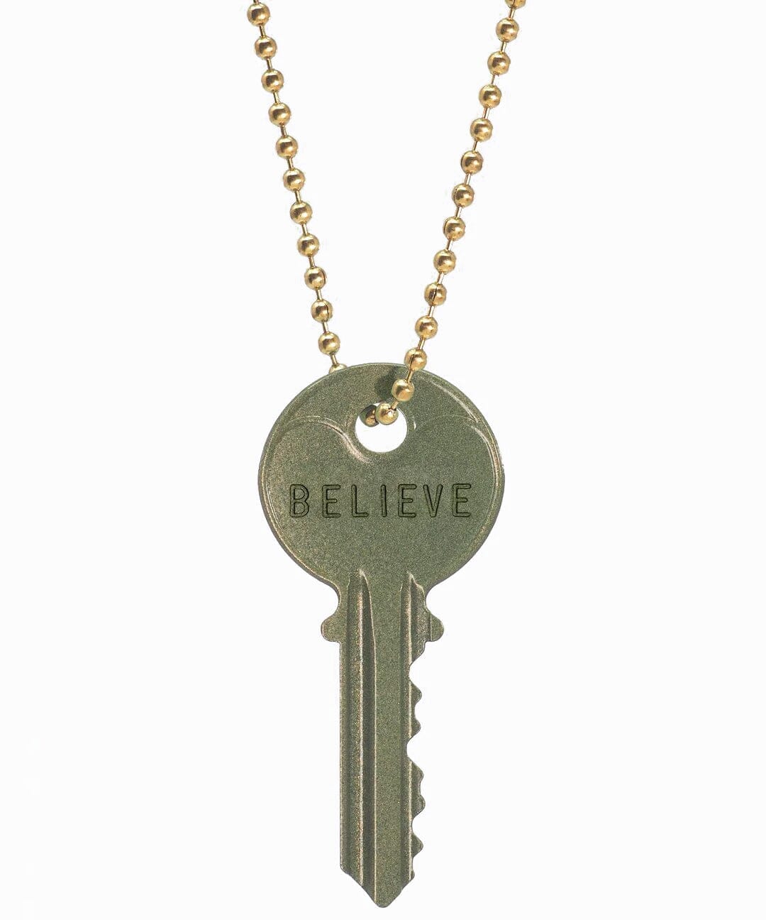 N - Sage Classic Ball Chain Key Necklace Necklaces The Giving Keys Gold 