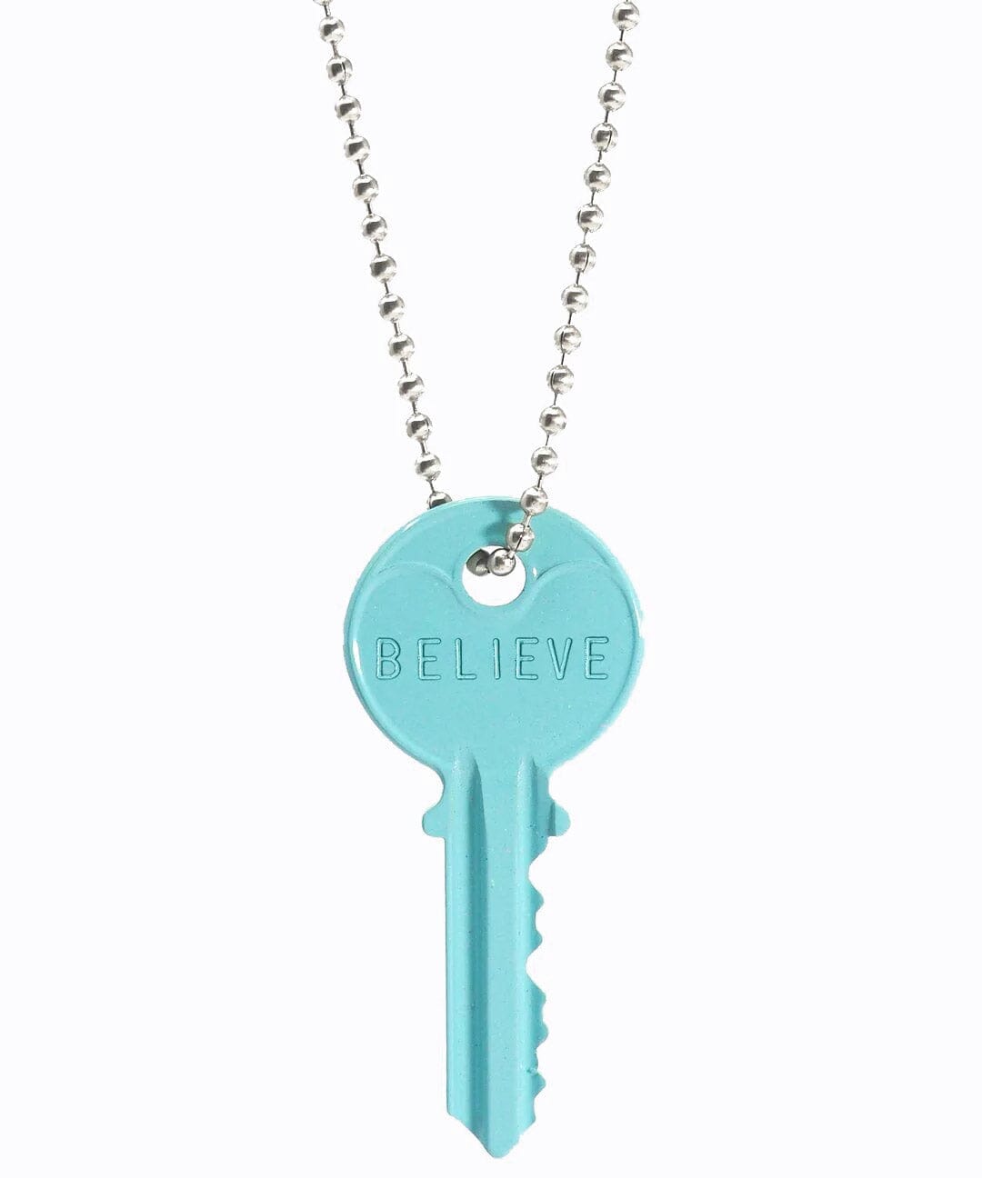 N - Sky Blue Classic Ball Chain Key Necklace Necklaces The Giving Keys SILVER 