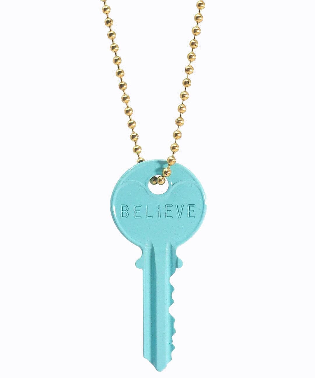 N - Sky Blue Classic Ball Chain Key Necklace Necklaces The Giving Keys GOLD 