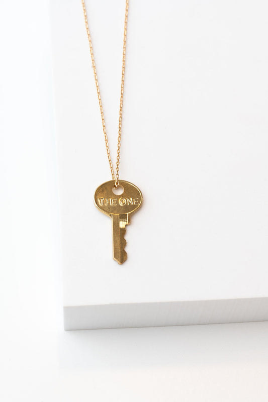 THE ONE Dainty Key Necklace Necklaces The Giving Keys Dainty Gold 