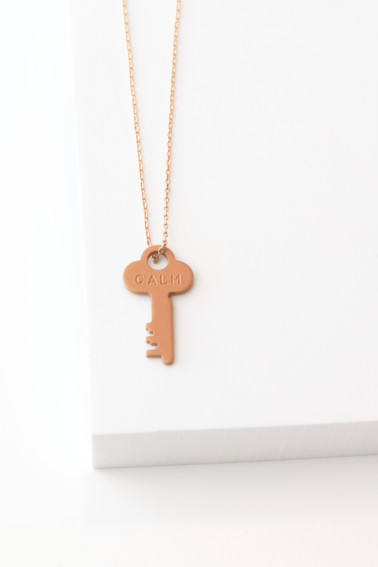 Peach Fuzz Dainty Key Necklace Necklaces The Giving Keys Gold 