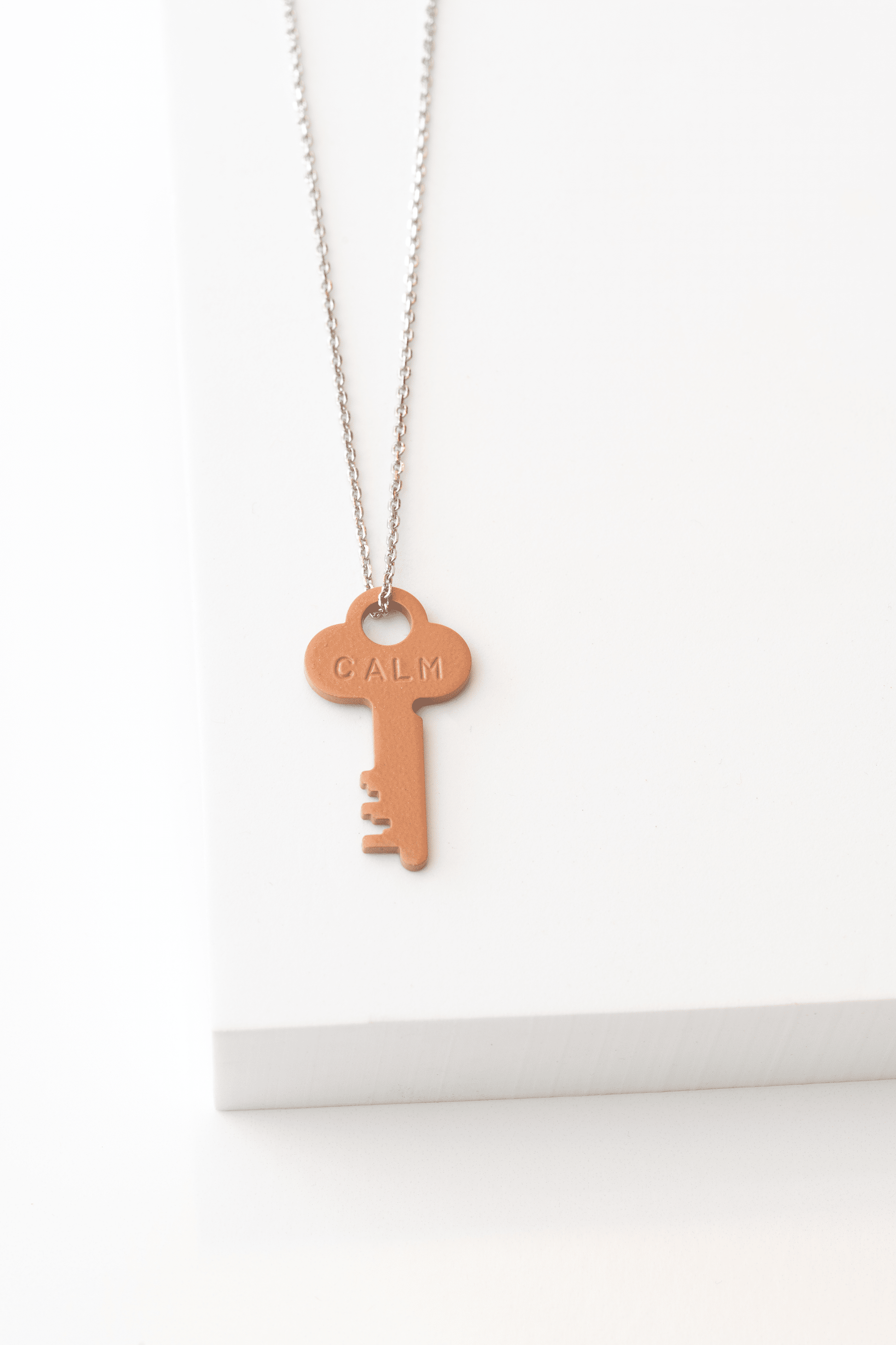 Peach Fuzz Dainty Key Necklace Necklaces The Giving Keys Silver 