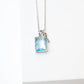 Emerald Cut Gemstone and Mini Key Necklace in Silver Necklaces Borun Silver BELIEVE / Aquamarine 
