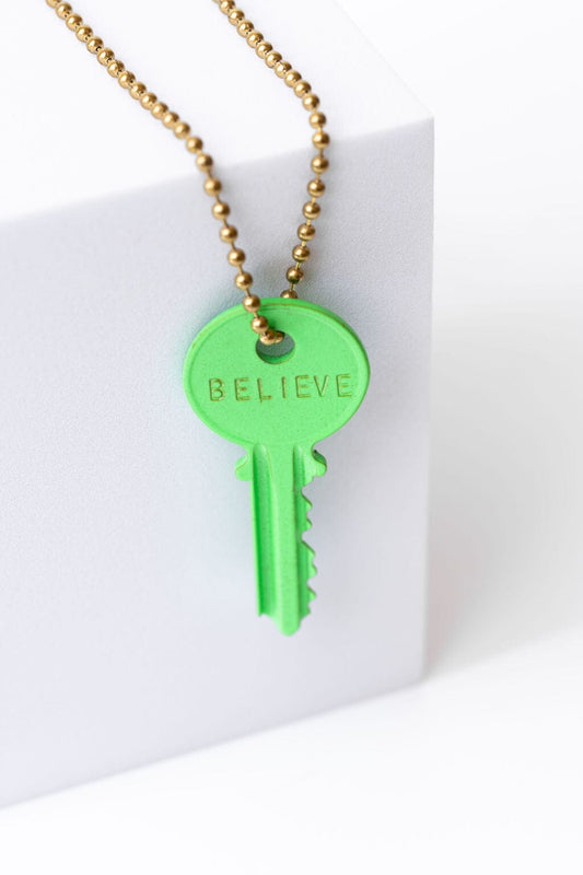 N - Neon Green Classic Ball Chain Key Necklace Necklaces The Giving Keys 