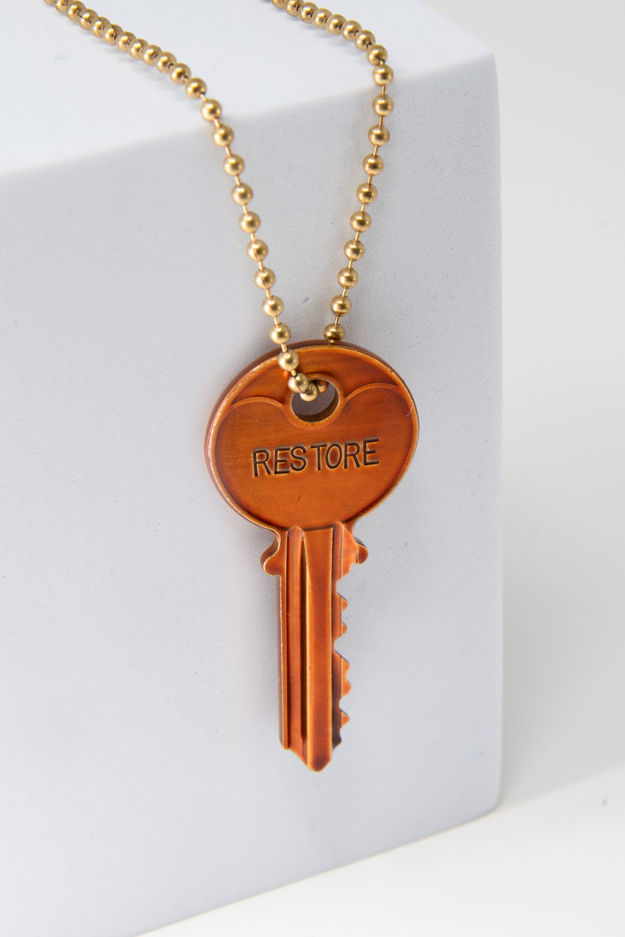 The Giving Keys Vintage Classic Ball Chain Key Necklace in GOLD
