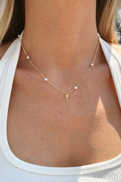 Peaceful Pearl Mini Key Necklace Necklaces The Giving Keys 