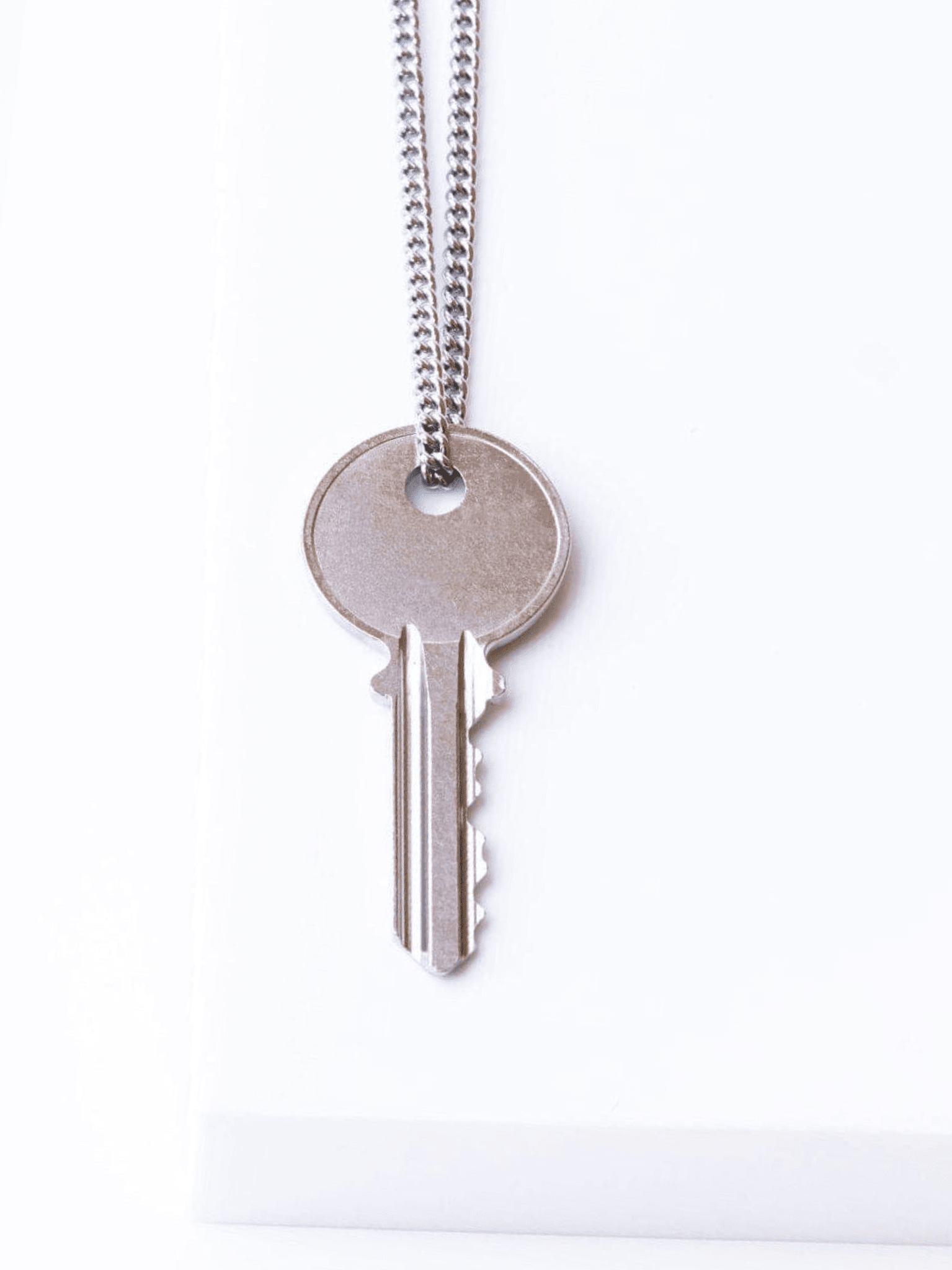 Custom Engraved Classic Key Silver Necklace | The Giving Keys Custom Engraved Classic Key Silver Necklace | The Giving Keys