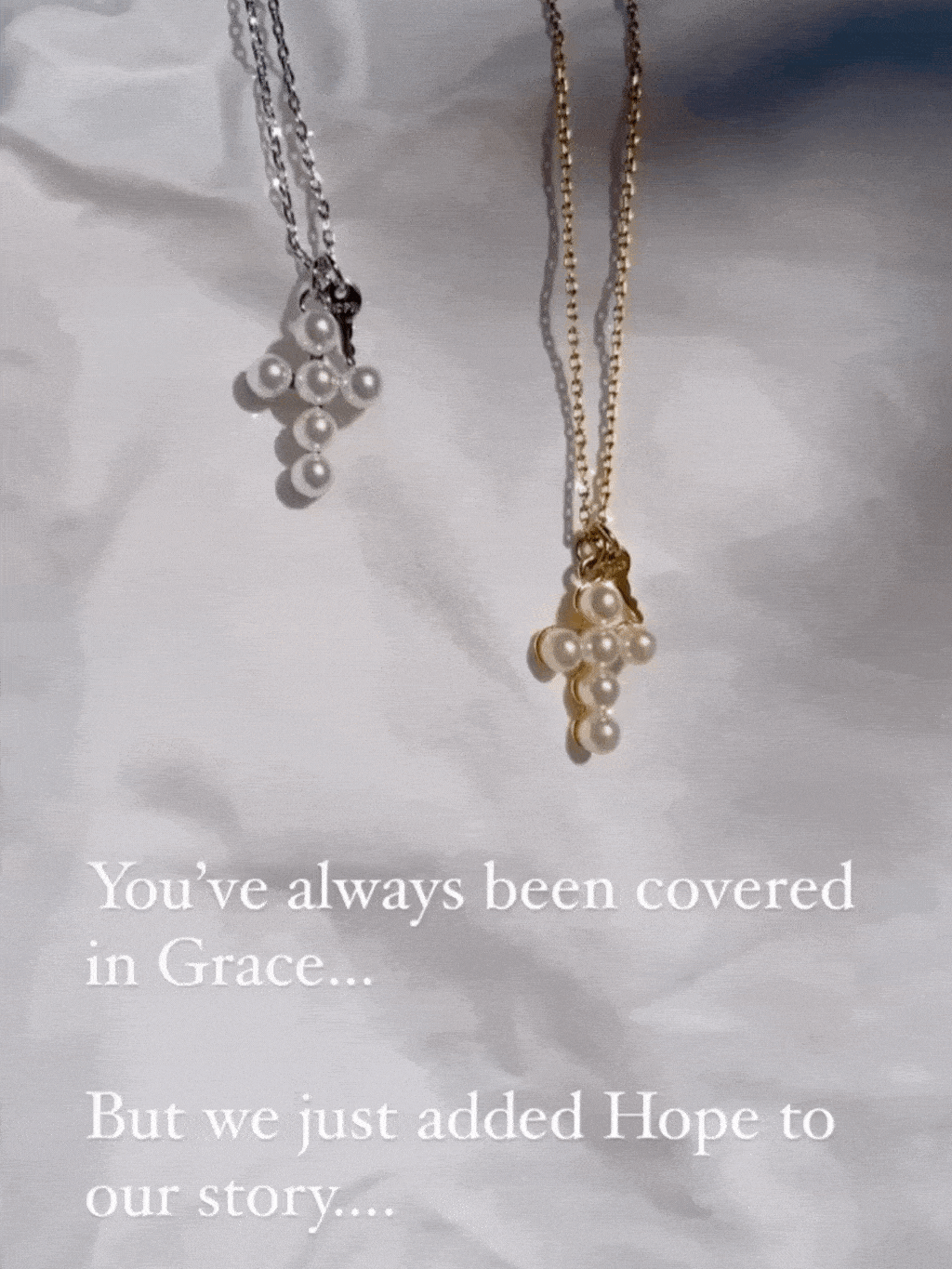 Pearl Cross and Mini Key Necklace Necklaces Borun 