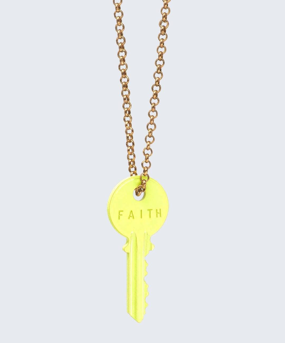 N - Neon Yellow Classic Ball Chain Key Necklace Necklaces The Giving Keys 